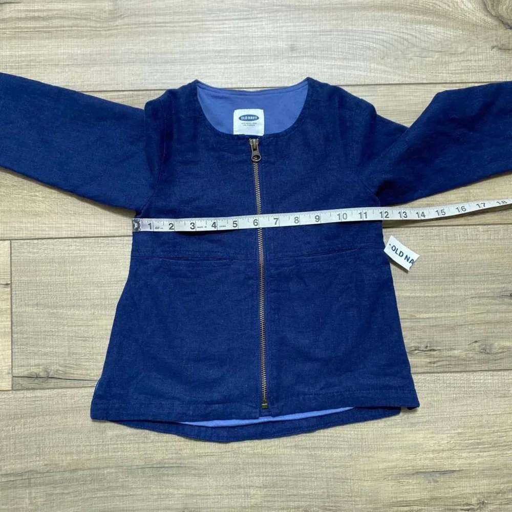Old Navy Toddler Girls Linen Blend Full Zip Jacket Size 18-24M‎ Blue